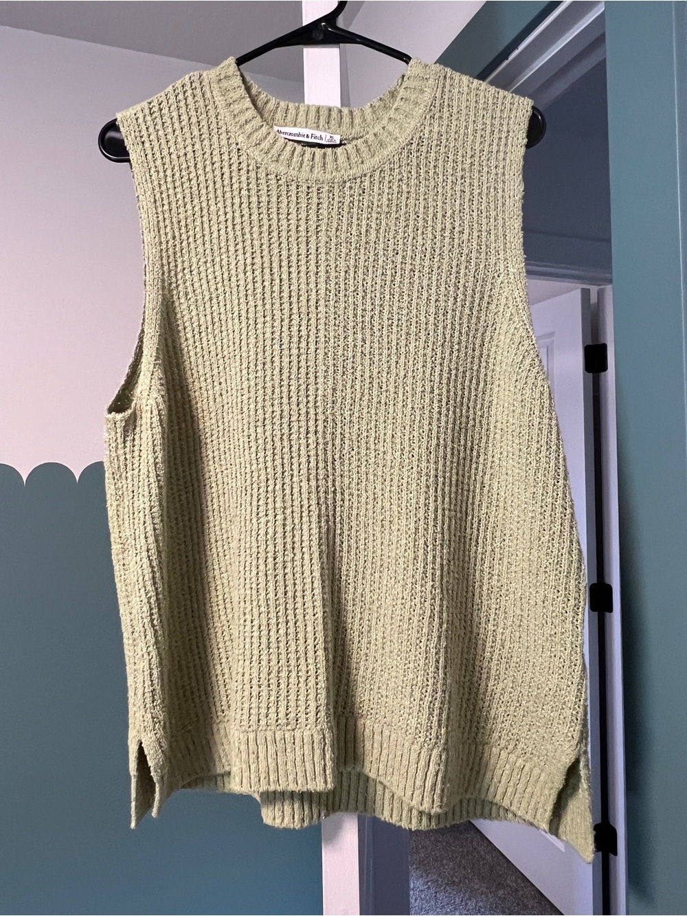 An Light Green Sleeveless Knit Sweater Vest